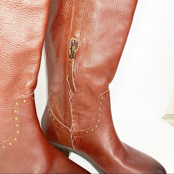 Sam Edelman Prina Leather Studded Edwood Colorway Pull On Riding Boots - Picture 6 of 14